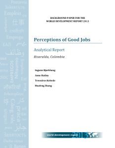 Perceptions of Good Jobs. Analytical Report. Risaralda, Colombia