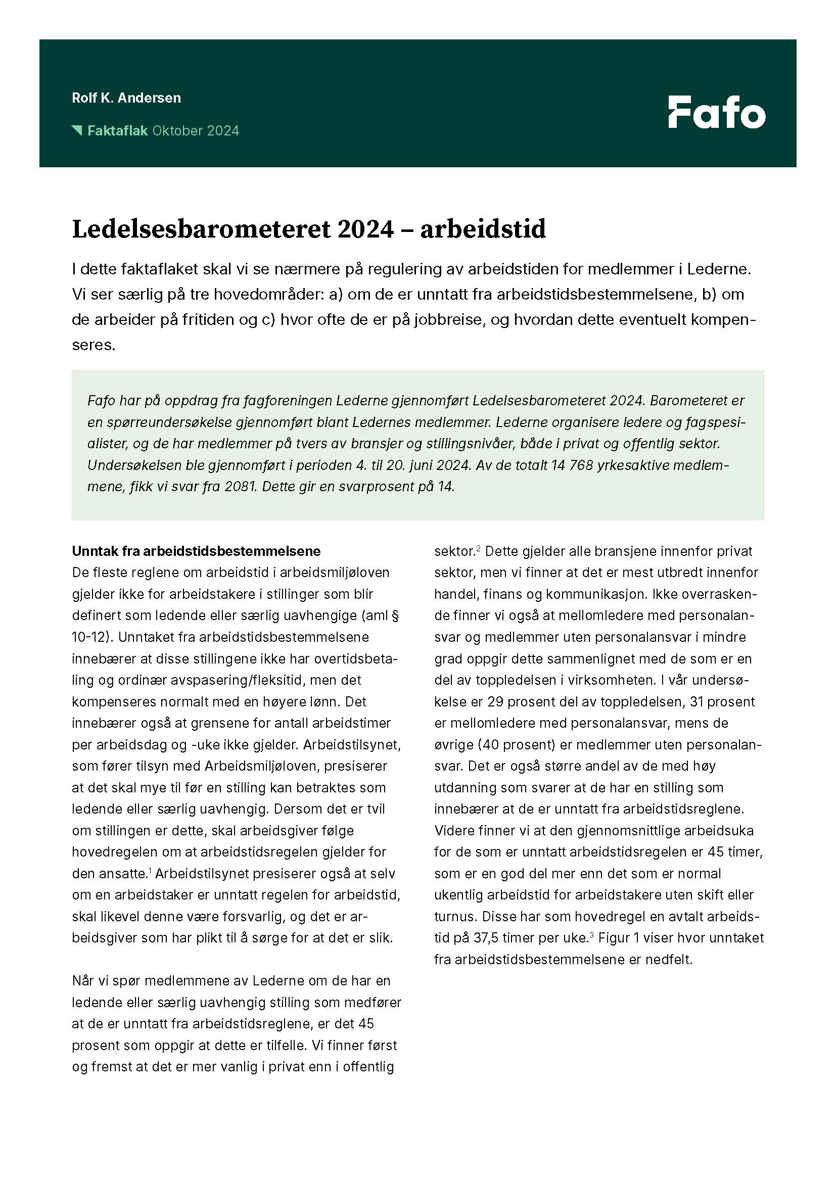 Ledelsesbarometeret 2024 – arbeidstid