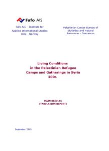 Living Conditions in the Palestinian Refugee Camps and Gatherings in Syria 2001