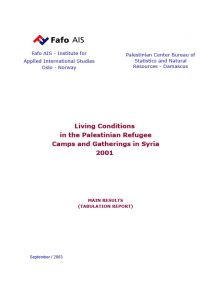 Living Conditions in the Palestinian Refugee Camps and Gatherings in Syria 2001