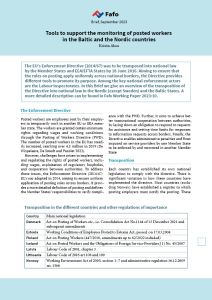 Tools to support the monitoring of posted workers in the Baltic and the Nordic countries