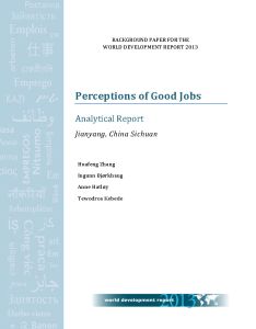 Perceptions of Good Jobs. Analytical Report. Jianyang, China Sichuan