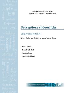 Perceptions of Good Jobs. Analytical Report. Port Loko and Freetown, Sierra Leone