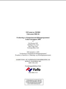 Evaluering av Kompetanseutviklingsprogrammet. Underveisrapport 2003