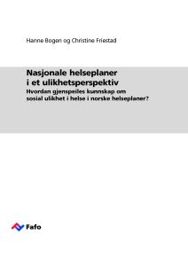 Nasjonale helseplaner i et ulikhetsperspektiv
