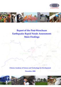 Report of the Post-Wenchuan Earthquake Rapid Needs Assessment: Main Findings