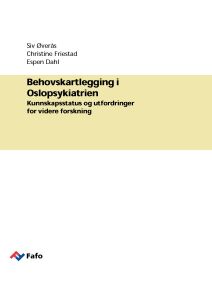 Behovskartlegging i Oslopsykiatrien