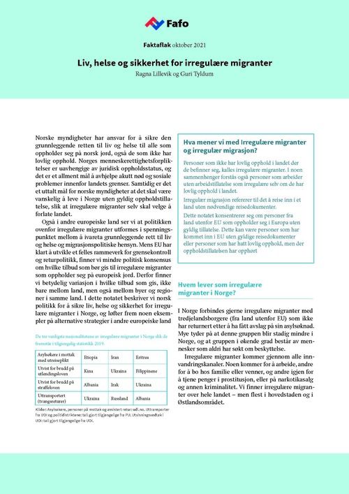 Liv, helse og sikkerhet for irregulære migranter