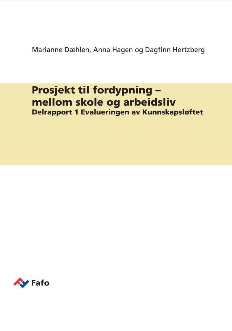 Prosjekt til fordypning – mellom skole og arbeidsliv. Delrapport 1