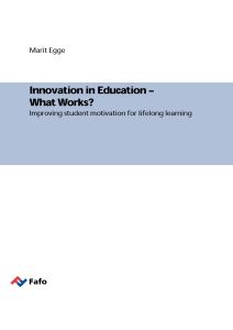 Innovation in Education – What Works?