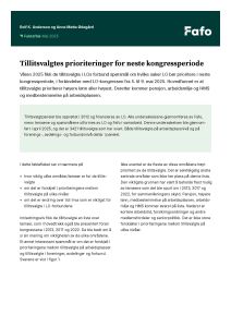 Tillitsvalgtes prioriteringer for neste kongressperiode