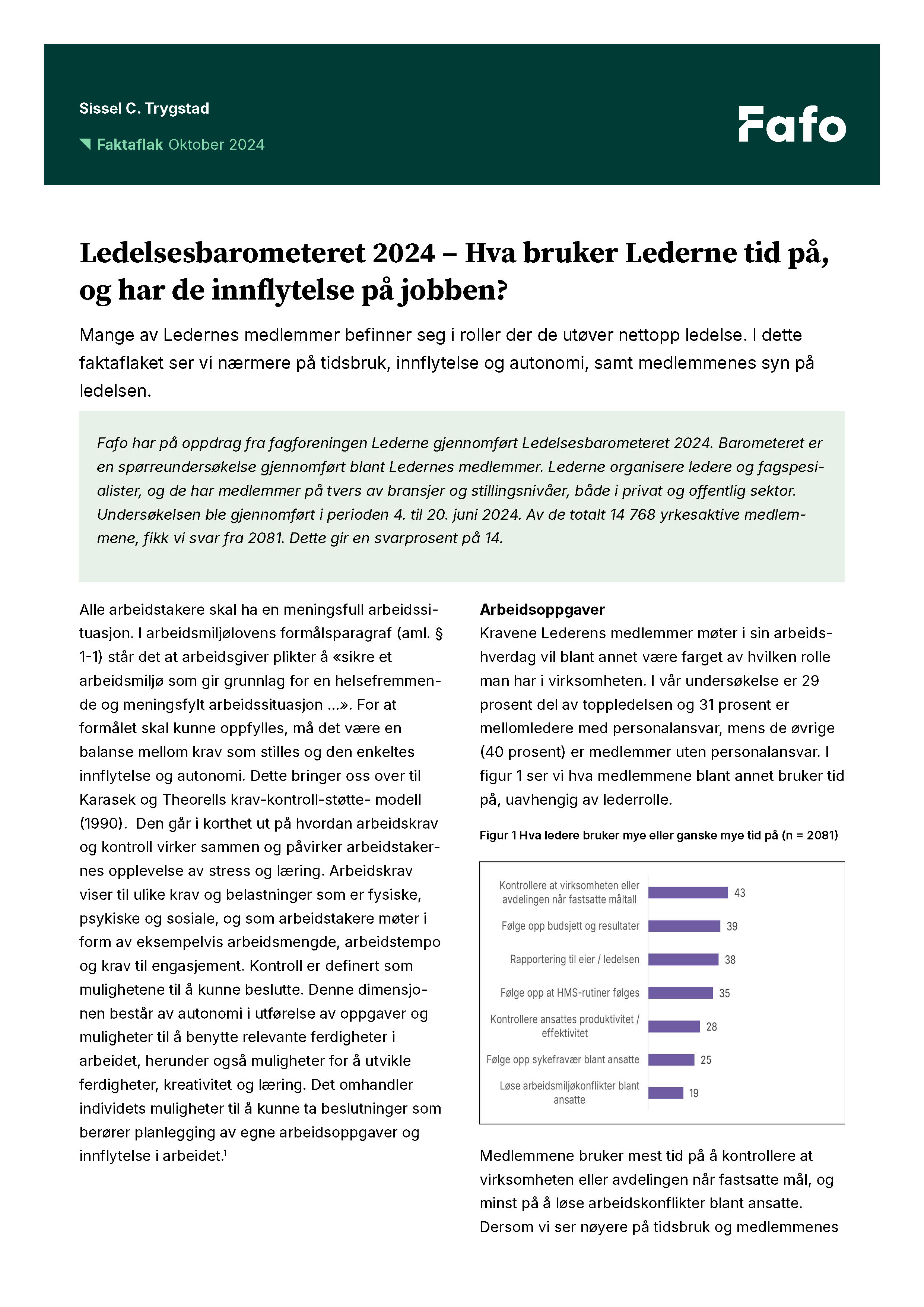 Ledelsesbarometeret 2024 – Hva bruker Lederne tid på, og har de innflytelse på jobben?